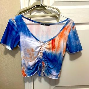 Shein Orange and Blue Crop Top